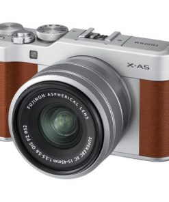 the silver FUJIFILM X-A5 Mirrorless Digital Camera from Fujifilmis a mirrorless camera that sports a 24.2MP APS-C CMOS sensor and an updated processor that is 1.5 times faster than previous models.